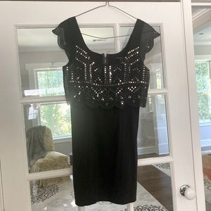 NWT Sz S American Eagle Outfitters Sequin and Bead Black Dress.